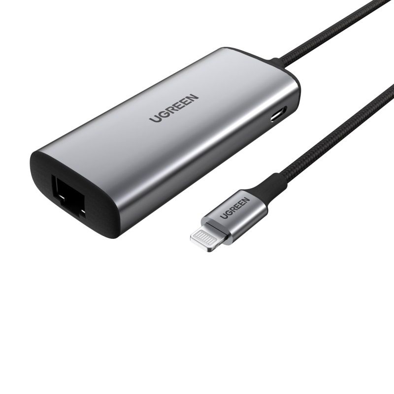 Bộ chuyển đổi Lightning sang RJ45 LAN 10/100/1000Mbps MFI Ugreen 70958 cao cấp