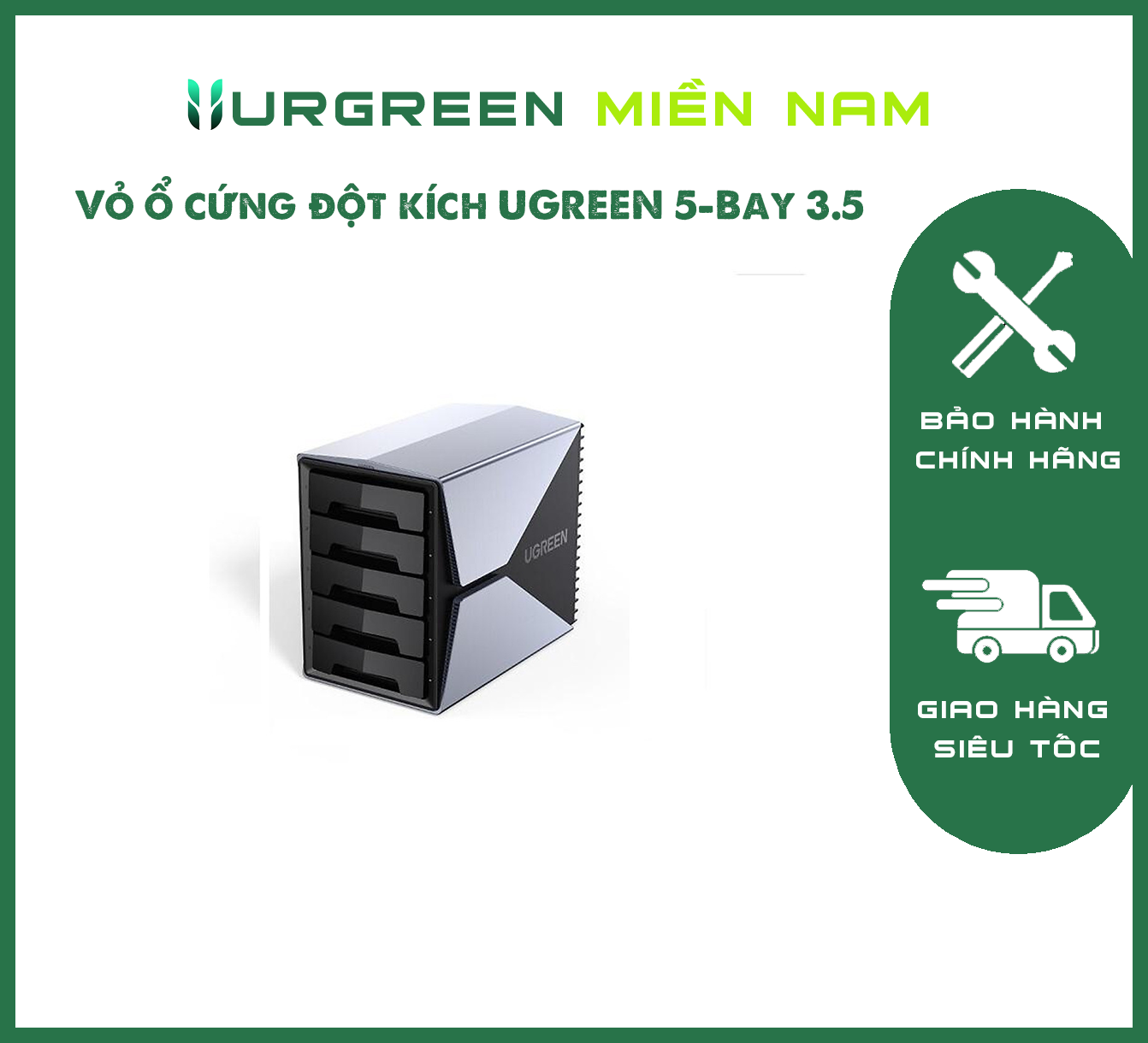Vỏ ổ cứng đột kích UGREEN 5-Bay 3.5 60638